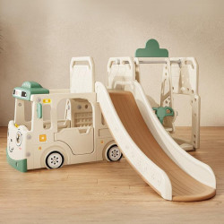 Structure de jeux intérieure pour enfant en forme de camion avec toboggan et balançoire - 3 ans et plus