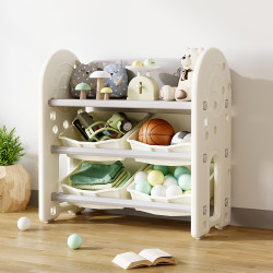 Étagère à jouets pour chambre d'enfant avec étagère supérieure et 4 boîtes de rangement