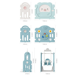 Parc multifonctionnel de jeu pour enfant 178 x 184 cm avec accessoires de jeu - Design rose ou bleu