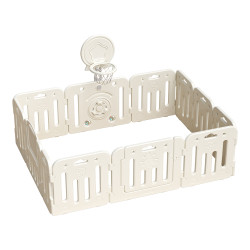 Parc intérieur multi-jeux pour bébé de 6 mois et plus 180 x 200 cm - Toboggan balançoire et panier de basket inclus