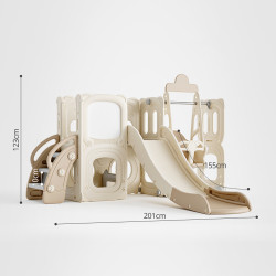 Structure de jeux inodore pour enfant de 3 ans et plus avec toboggan et balançoire - Planche à dessin intégrée