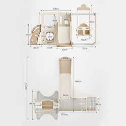 Structure de jeux inodore pour enfant de 3 ans et plus avec toboggan et balançoire - Planche à dessin intégrée