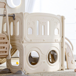 Structure de jeux inodore pour enfant de 3 ans et plus avec toboggan et balançoire - Planche à dessin intégrée