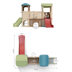 Structure de jeux intérieure pour enfants avec toboggan et panier de basket - Château de jeux