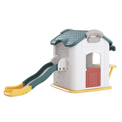 Cabane de jeux pour enfants avec toboggan et balançoire - Panier de basket et bureau inclus - Loisirs enfants