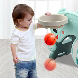 Équipement de jeux pour enfants 3 en 1 - Toboggan combo balançoire avec panier de basket - Capacité de charge 40 kg