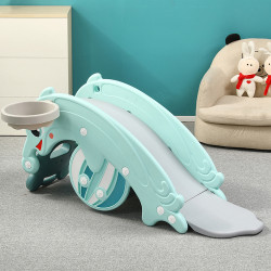 Équipement de jeux pour enfants 3 en 1 - Toboggan combo balançoire avec panier de basket - Capacité de charge 40 kg