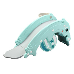 Équipement de jeux pour enfants 3 en 1 - Toboggan combo balançoire avec panier de basket - Capacité de charge 40 kg