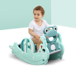 Équipement de jeux pour enfants 3 en 1 - Toboggan combo balançoire avec panier de basket - Capacité de charge 40 kg