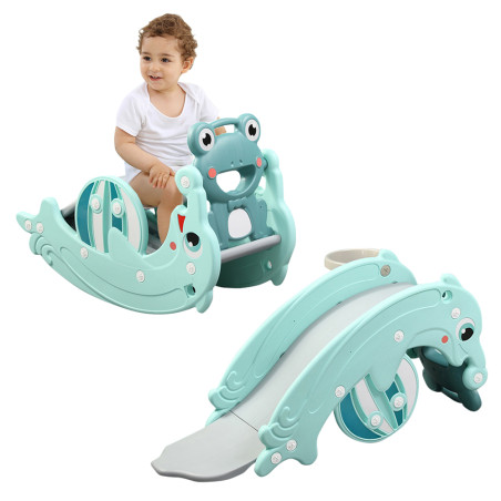 Jouet pour enfant 3 en 1 - Toboggan balançoire et panier de basket