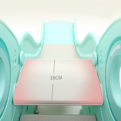 Structure de jeux indoor 4 en 1 pour enfants avec toboggan et balançoire - Panier de basket et ours interactif intégrés