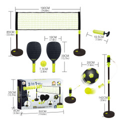 Set de sport 3 en 1 pour enfants avec jeu de tetherball et de kickball - Ensemble de pickleball inclus