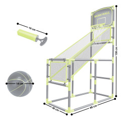 Jeu d'arcade de basket-ball pour enfants avec filet et ballon gonflable - Mécanisme de pliage
