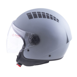 Casque jet de moto avec large visière et système d'aération - Design noir ou gris