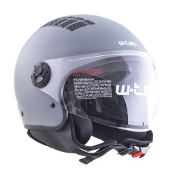 Casque jet de moto avec large visière et système d'aération - Design noir ou gris