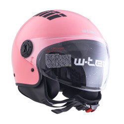 Casque jet de moto rose avec large visière relevable et trous d'aération - Idéal pour moto et scooter