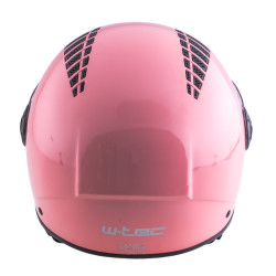 Casque jet de moto rose avec large visière relevable et trous d'aération - Idéal pour moto et scooter