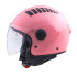 Casque jet de moto rose avec large visière relevable et trous d'aération - Idéal pour moto et scooter
