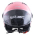 Casque jet de moto rose avec large visière relevable et trous d'aération - Idéal pour moto et scooter