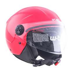 Casque jet rouge pour motos et scooters - Casque de protection avec large visière relevable