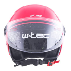 Casque jet rouge pour motos et scooters - Casque de protection avec large visière relevable
