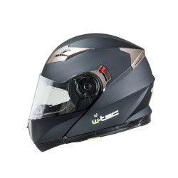 Casque de protection pour la moto avec partie avant renforcée et visière relevable anti-rayures
