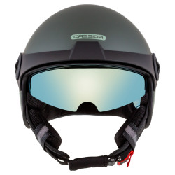Casque de moto et de scooter avec visière solaire effet miroir et visière multi-réglable - Coque en polycarbonate