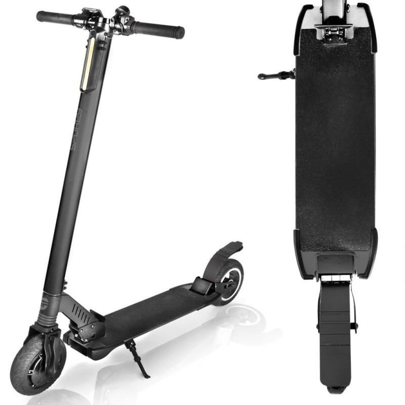 Trottinette électrique QUEST design noir tendance avec roues en caoutchouc 250W.