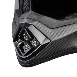 Casque de motocross avec coque en fibre de verre et carbone puis visière amovible - Système d'aération