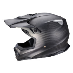 Casque de motocross avec coque en fibre de verre et carbone puis visière amovible - Système d'aération
