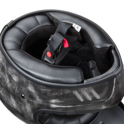 Casque de moto-cross au style vintage avec aération du menton et visière amovible - Boucle arrière astucieuse pour lunettes