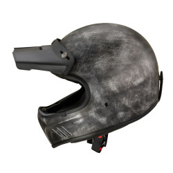 Casque de moto-cross au style vintage avec aération du menton et visière amovible - Boucle arrière astucieuse pour lunettes
