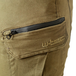 Pantalon de moto pour homme kaki avec protections de genoux et de hanches amovibles - Renfort en fibre d'aramide