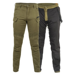 Pantalon de moto pour homme kaki avec protections de genoux et de hanches amovibles - Renfort en fibre d'aramide