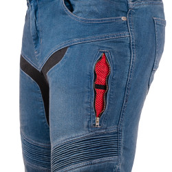 Jean de moto pour hommes avec renforts amovibles et panneaux extensible - Pantalon de moto en jean certifié EN 17092