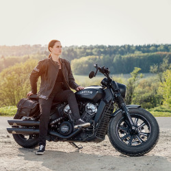 Legging de moto pour femmes taille haute avec coupe ajustée et empiècement élastique aux genoux