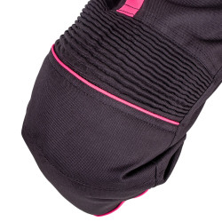 Pantalon de moto pour femmes noir et rose avec poches et détails réfléchissants - Doublure en maille aérée et doublure thermique