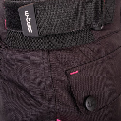 Pantalon de moto pour femmes noir et rose avec poches et détails réfléchissants - Doublure en maille aérée et doublure thermique