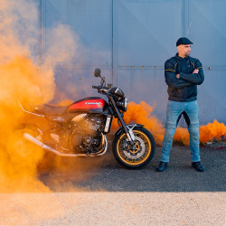 Jean de moto pour hommes à matière élastique renforcée en fibre d'aramide - Trous d'aération