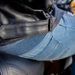 Jean de moto pour hommes à matière élastique renforcée en fibre d'aramide - Trous d'aération