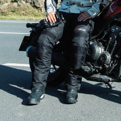 Pantalon de moto pour hommes avec doublure thermique et ceinture ajustable - Protections incluses pour les genoux et les cuisses