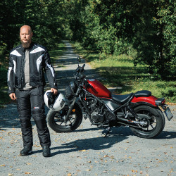 Pantalon de moto pour hommes avec doublure thermique et ceinture ajustable - Protections incluses pour les genoux et les cuisses