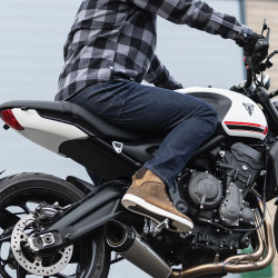 Denim de moto pour hommes - Jean de moto slim fit au tissu résistant et extensible - Protections CE genoux et hanches