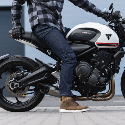 Denim de moto pour hommes - Jean de moto slim fit au tissu résistant et extensible - Protections CE genoux et hanches
