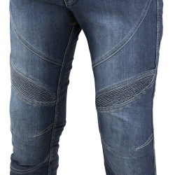 Jean de moto pour hommes avec tissu renforcé en aramide et protections certifiées pour les hanches et les genoux