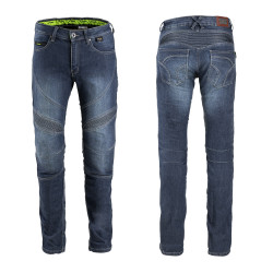 Jean de moto pour hommes avec tissu renforcé en aramide et protections certifiées pour les hanches et les genoux