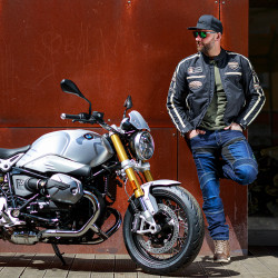 Jean de moto certifié pour hommes ultra-résistant et respirant avec protections CE amovibles des hanches et des genoux