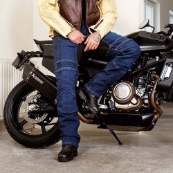 Jean de moto résistant pour hommes avec doublure en maille respirante renforcé en fibre d'aramide - Protections amovibles