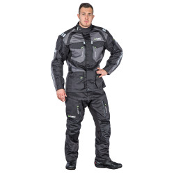 Pantalon de moto coupe vent avec tissu imperméable et protections CE amovibles