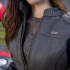 Veste de moto en cuir pour femmes avec protections CE et sangle d'ajustement